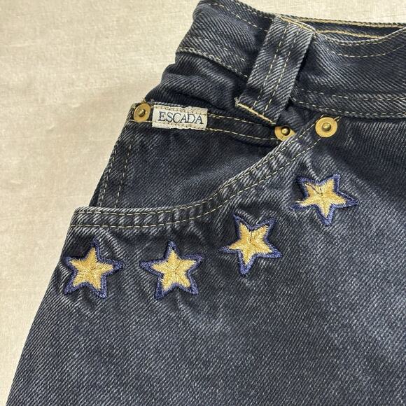 Vintage ESCADA by Margaretha Ley High Rise Jeans 80s Anchor Stars Nautical Sz 34 - Picture 2 of 15